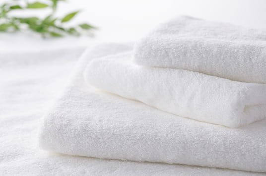 画像：レンタル用バスタオルとフェイスタオル